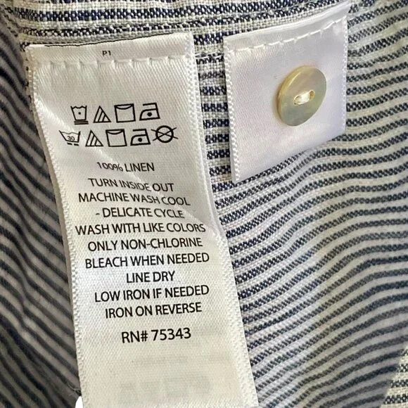 Tahari 100% Linen Stripe Shirt Dress Blue White Size S - Picture 11 of 13